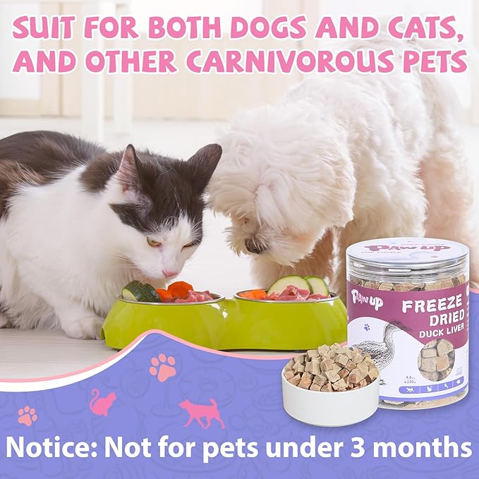 Freeze Dried Duck Liver Cat Treats, Dog Liver Treats, High Protein Snack for Dogs, Cats, Healthy Single Ingredient, Rawhide Free, Grain Free, 4.6 oz