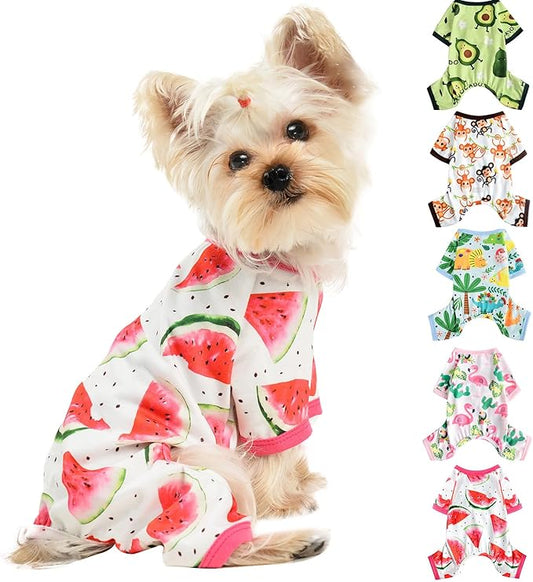 Dog Clothes for Small Dogs Boy Girl, Dog Pajamas Tiny Chihuahua Yorkie Spring Summer Shirt, Cute Puppy Outfit Pjs Jumpsuit Cat Onesie Apparel Pet Clothes