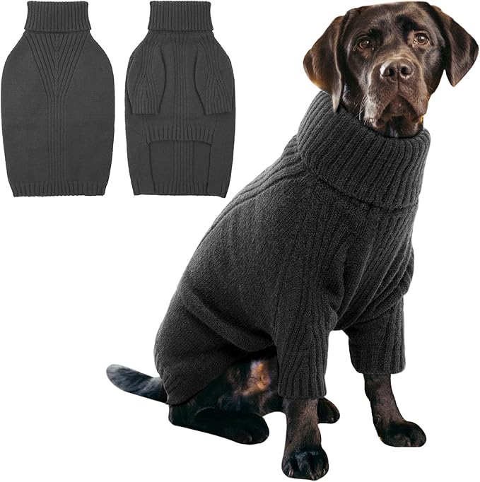 IECOii XXXL Dog Sweater,Warm Dog Sweaters for Extra Large Dogs Girl Boy,Stretchy & Cozy,Turtleneck Knitted Pullover for Pet Wear On Holiday,Easy On Doggy Sweatshirt for Labrador (Grey,XXXL)