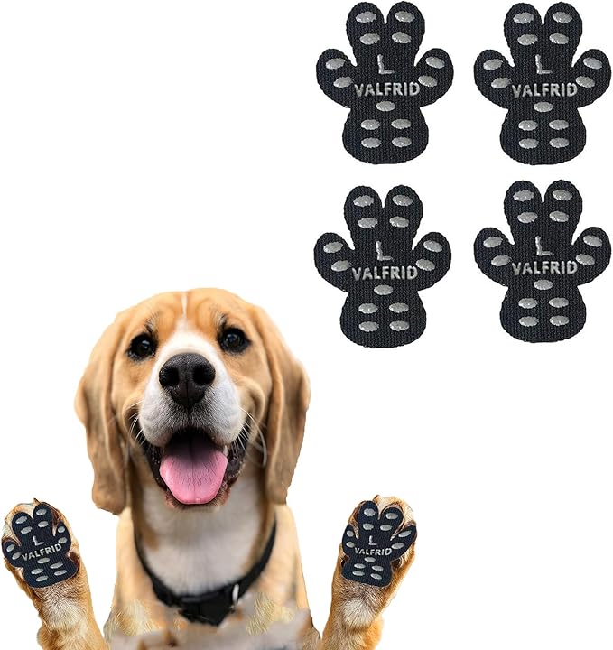 ‌VALFRID Dog Paw Protector Pads,15 Sets-60 Pads Anti-Slip Grips for Hardwood Floors,Best for Hot Pavement,Strong Self-Adhesive Traction Stickers for Senior Dog Essentials Black L