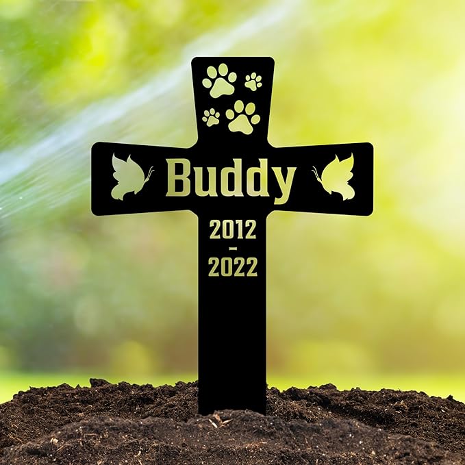 Custom Pet Memorial Grave Marker | Personalized Pet Grave Marker for Outdoor Garden & Cemetery | Engraved Tombstone with Name and Years | Dog or Cat Memorial Stone for Pet Loss Tribute