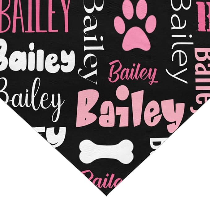 Personalized Dog Bandanas Custom Neckwear Name Button Anti-loosening Dog Scarf Triangle Bibs Kerchief Pet Costume Accessories for Small Medium Large Dogs Cats Pets Birthday-Black
