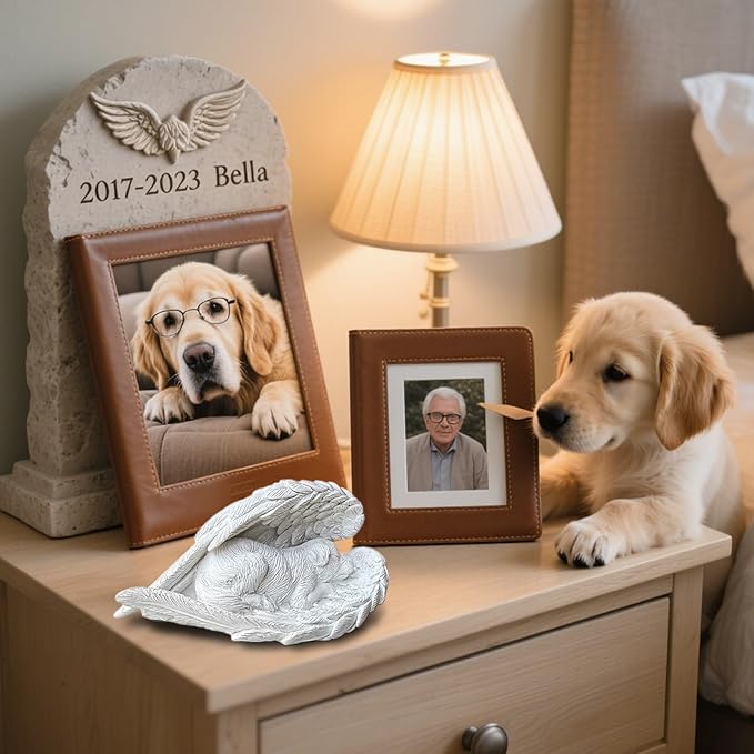 Dog Memorial Gifts for Loss of Dog,Resin Pet Memorial Statues,Forever My Guardian Angel Memorial Gifts(White)