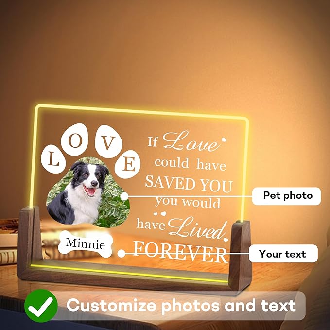 Custom Pet Memorial Gifts for Dogs, Customized Pet Memorial Night Light, Dog Memorial Gifts for Loss of Dog, Pet Loss Sympathy Gift, Christmas Birthday Gifts, Dog Bereavement Gifts