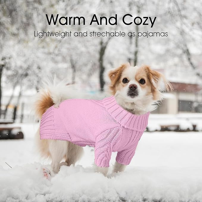 Dog Sweaters for Small Medium Large Dogs Girl, Classic Turtleneck Pet Sweater for Dogs Cats, Thermal Doggy Winter Coat, Warm Dog Shirt Outfits, Double Knitting Collar for Outdoor Playing (2XL, Pink)
