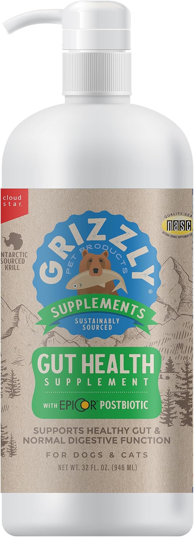 Grizzly Gut Health Liquid, 32 oz. Bottle