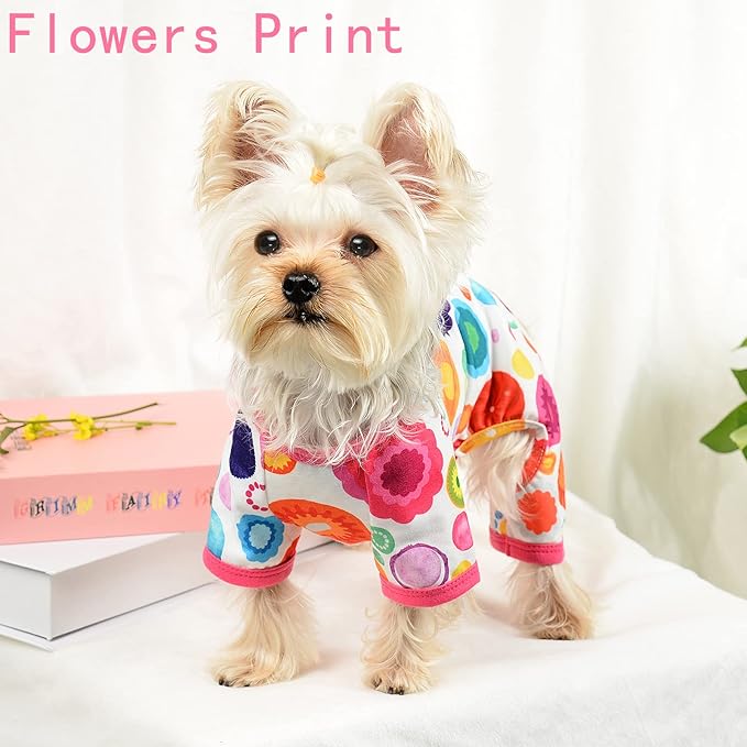 Dog Clothes for Small Dogs Boy Girl, Dog Pajamas Tiny Chihuahua Yorkie Spring Summer Shirt, Cute Puppy Outfit Pjs Jumpsuit Cat Onesie Apparel Pet Clothes, XS
