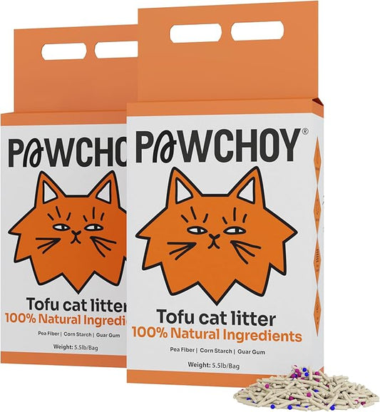 Tofu Cat Litter – Clumping, Flushable, Ultra Absorbent & Fast Drying | 100% Natural, Dust-Free, Low Tracking | Water-Soluble & Eco-Friendly (5.5 lbs x 2 Bag)