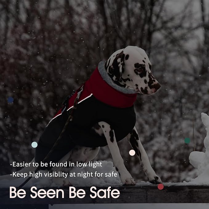 IECOii Dog Coats for Large Dogs Winter Waterproof, XXXL Dog Jacket with Adjustable Buckle,Thick Turtleneck Snow Jacket for Cold Weather, Pet Warm Fleece Vest for Doberman, Great Dane, Burgundy, 3XL