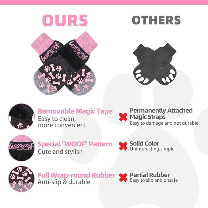 KOOLTAIL Dog Socks for Hot/Cold Pavement to Prevent Licking Paws,Dog Boots&Paw Protector for Hardwood Floors Anti Slip,Traction Control No Twist Grip Booties for Small Medium Large Senior Dogs XL