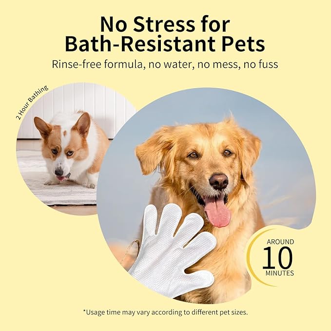 MIOSSZI 40 pcs Pet Gloves Wipes for Dogs & Cats Wipes Cleaning Deodorizing, Hypoallergenic, No-Rinse Pet Grooming Wipes Unscented Extra Thick Bathing Wipes for Pet Dry Cleaning Daily Care and Travel