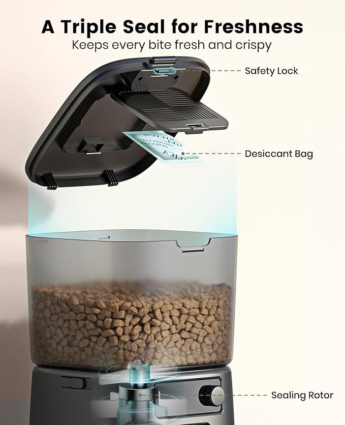 oneisall Automatic Cat Feeder, WiFi Cat Food Dispenser with App Control, Auto Cats Feeder Automatic for Dry Food, Smart Pet Food Dispenser with Portion Control for Small Pets Indoor