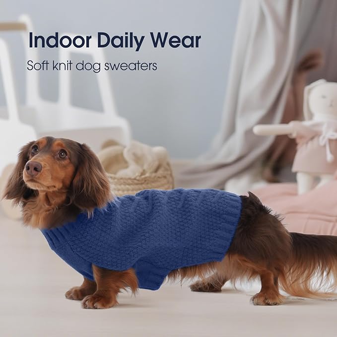 IECOii Dog Sweater,Dog Sweaters for Medium Dogs Girl and Boy,Thermal Knitted Dog Christmas Sweater for Cold Weather,Small Medium Dog Sweaters for Christmas Outfits,Pug,Dachshund Sweaters,Blue-M