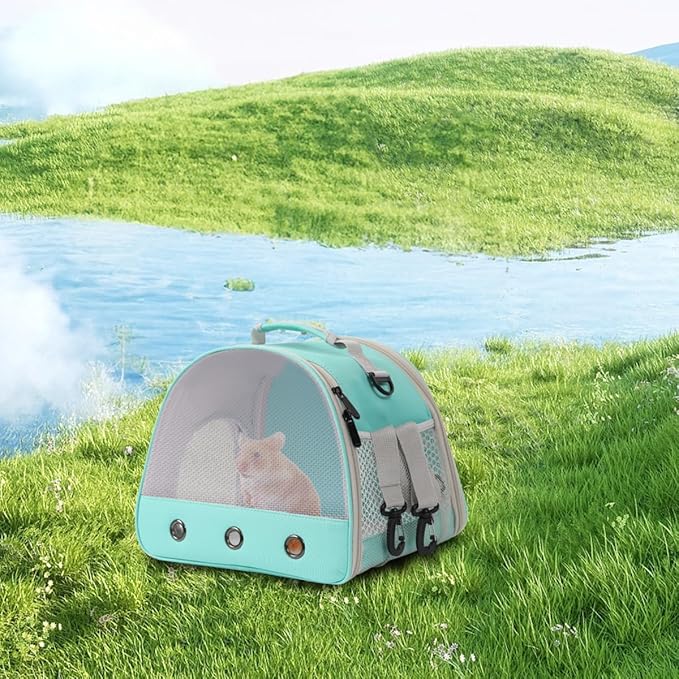 Breathable Guinea Pig Carrier Backpack with Nylon Mesh Window Portable Carrier for Guinea Pig, Bunny Bearded Dragon Bird Chinchilla Ferret Travel Outdoor