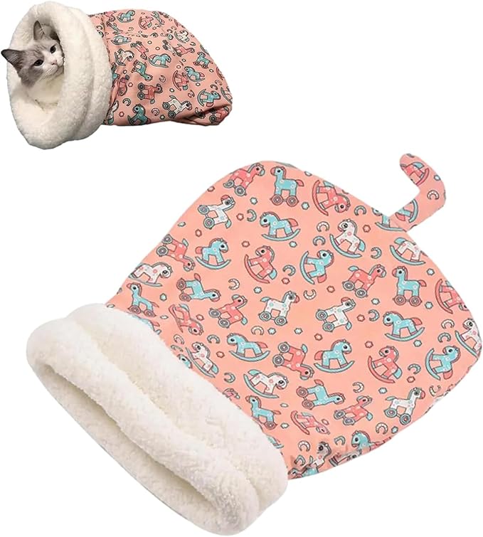 Cat Sleeping Bag - Cozy Pet Nest, Soft Fluffy Washable Bed Cave, Blanket for Indoor Cats (C)