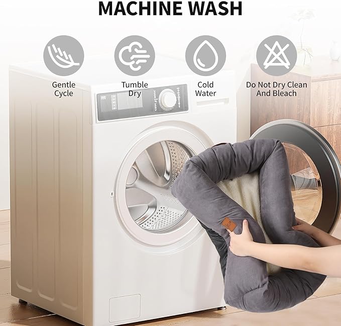 25In Dog Bed for Small Medium Sized Dogs - Washable Rectangle Puppy Bed for Indoor Outdoor, Cozy Pet Bed with Support Pillow & Non-Slip Bottom(Grey, Medium)