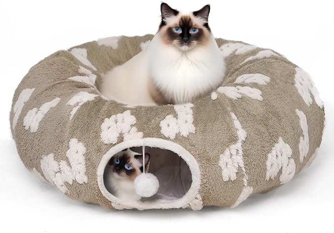 Pesen Cat Tunnel Bed with Soft Cushion, Cat Toys for Indoor Cats Enhance Bonding Between Pets and Owners, Encourage Exploration, and Satisfy Natural Instincts for Kittens, Dogs, and Rabbits