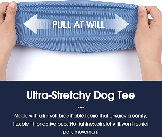 IECOii 2 Pack Sleeveless Dog Tees Shirt | Comfortable & Lightweight Fabric, Easy On/Off for Active Dogs, Grey+Blue, L