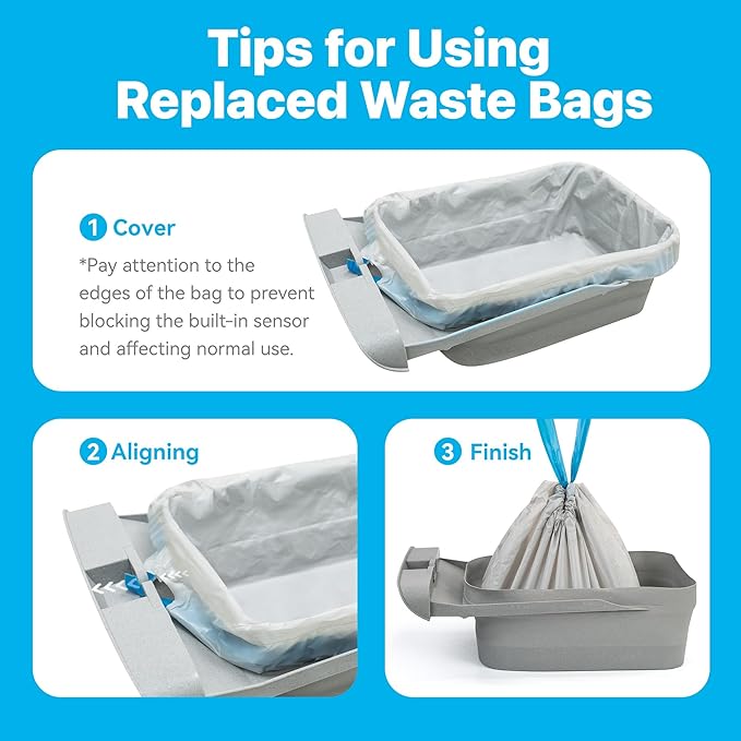 Neakasa Replaced Waste Bags-2 Rolls, Cat Litter Waste Receptacles Bags for M1 Open-Top Self-Cleaning Cat Litter Box