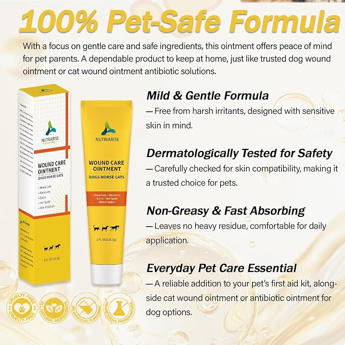 Wound Care Ointment for Dogs & Cats - Antibiotic Wound Ointment for Dogs, Cat Wound Ointment, Hot Spot & Itchy Skin Relief, Vet-Recommended Healing Ointment, 1oz