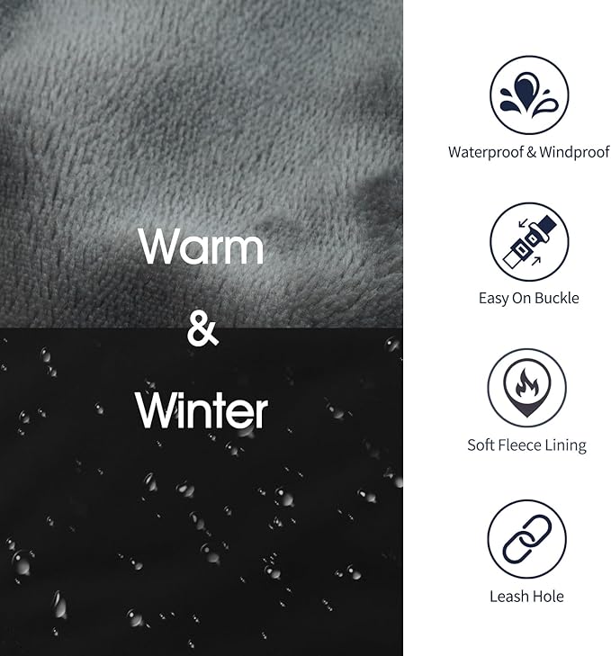 IECOii Extra Warm Dog Coat - Reflective, Adjustable Winter Jacket with Buckle & Turtleneck for Small to Extra Large Dogs