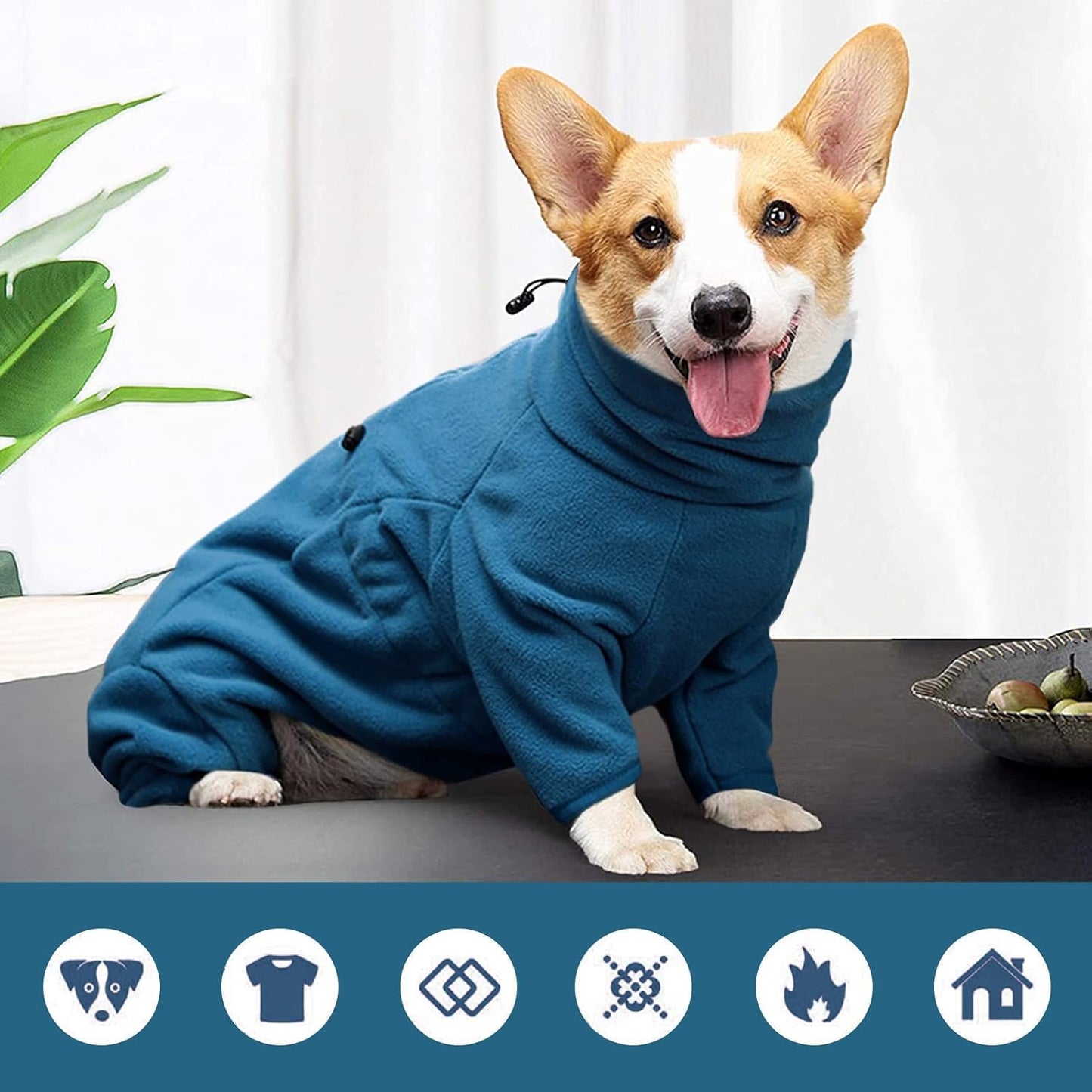 ROZKITCH Dog Winter Coat Soft Fleece Pullover Pajamas, Pet Windproof Warm Cold Weather Jacket Vest Cozy Jumpsuit Apparel Outfit Clothes for Small Medium Large Dog Walking Sleep 2XL