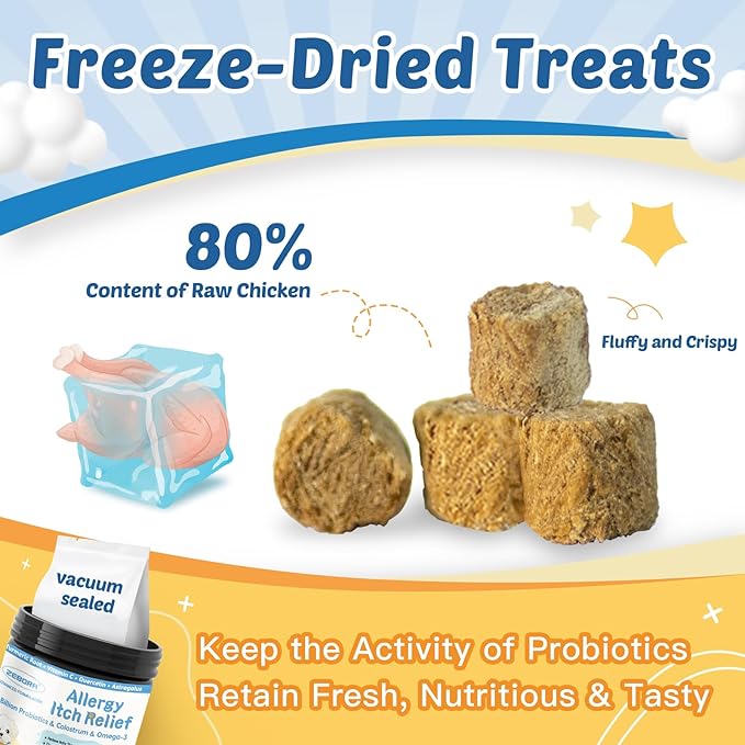 Dog Allergy Relief Chews, with Probiotics, Omega 3, Colostrum - Dog Itching Skin & Ears Relief, Herbal Skin & Coat Supplement, Gut & Immune Support, Hot Spot Treatment, Anti Seasonal Allergies