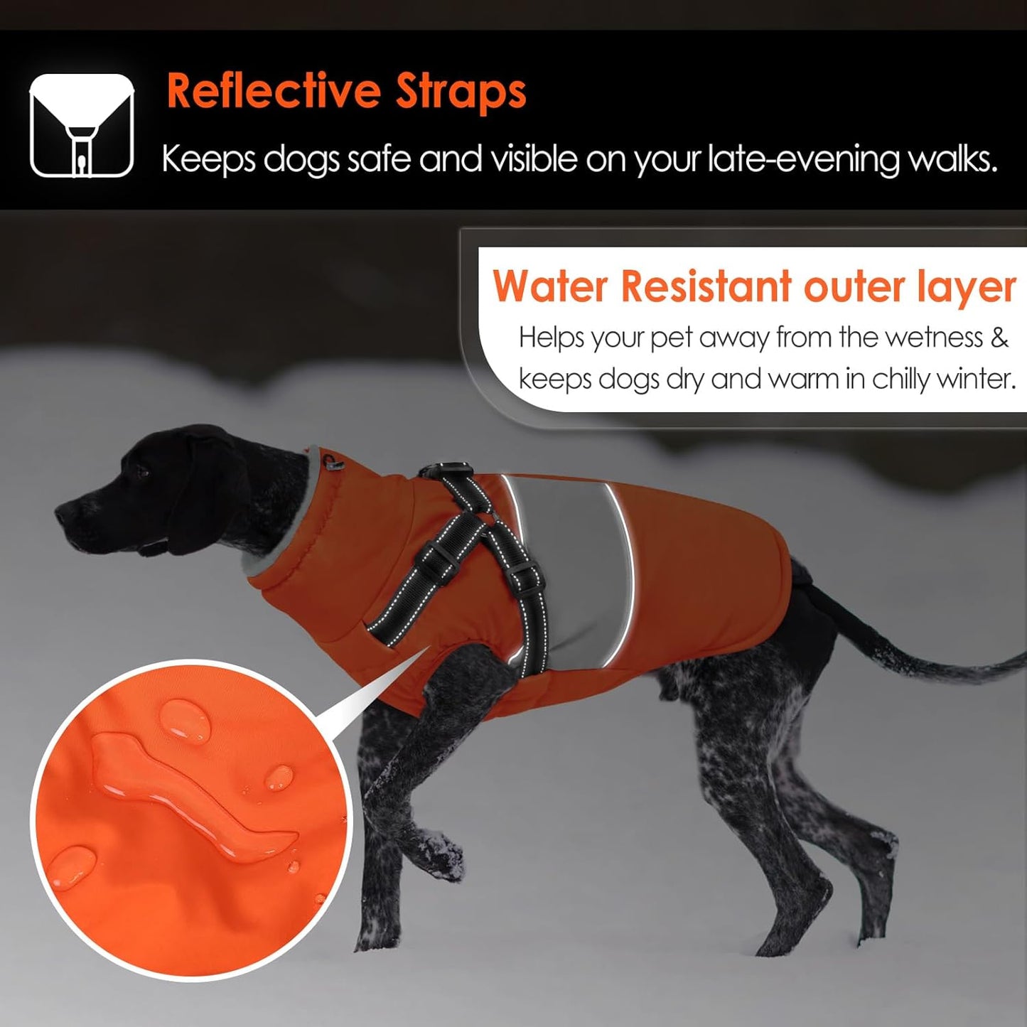 AOFITEE Dog Winter Coat, Dog Coat with Harness Built in, Dogs Jacket for Large Dogs, Reflective Waterproof Pet Puffer Jacket Snowsuit, Warm Fleece Windproof Pet Sweater for Cold Weather, XL