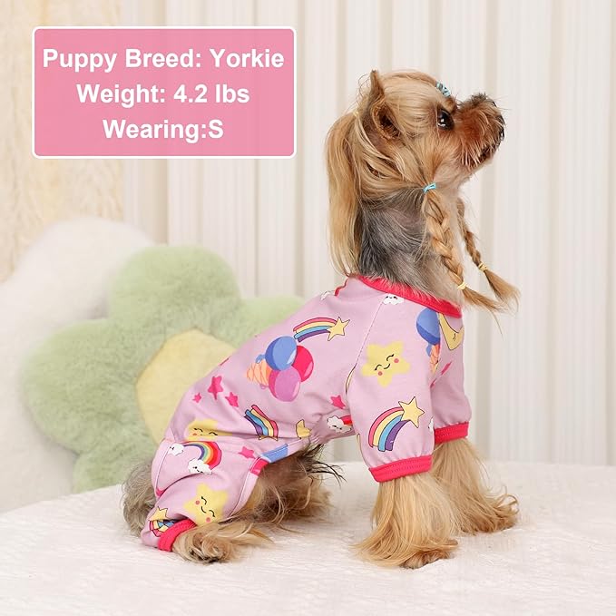 Dog Pajamas for Small Dogs Boy Girl, Dog Clothes Tiny Chihuahua Yorkie Spring Summer Shirt, Cute Puppy Outfit Pjs Jumpsuit Cat Onesie Apparel Pet Clothes