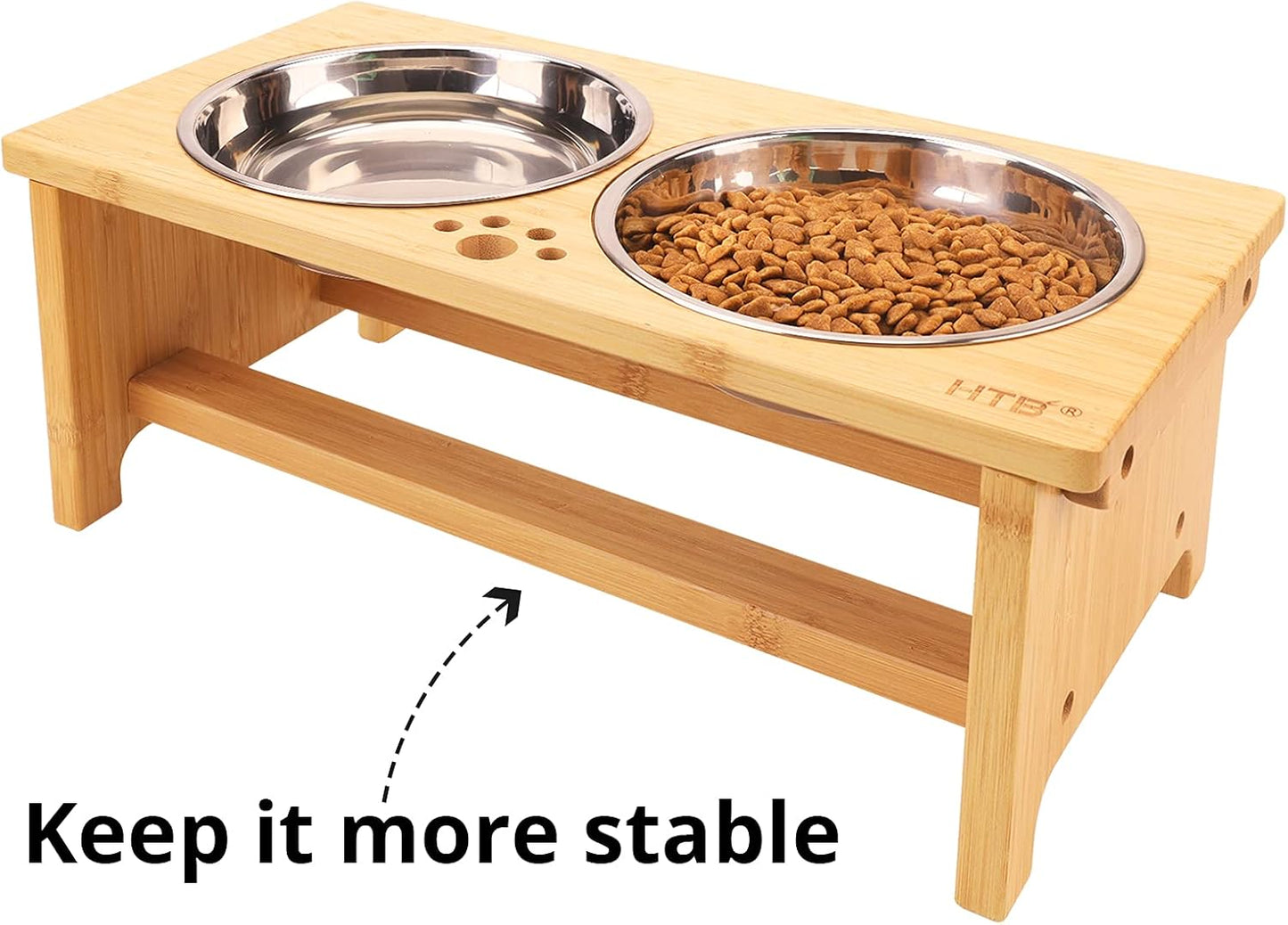 HTB Elevated Dog Bowls,Raised Dog Bowl Stand with 2 Stainless Steel Bowls,Elevated Raised Dog Bowls for Large Medium Small Sized Dogs
