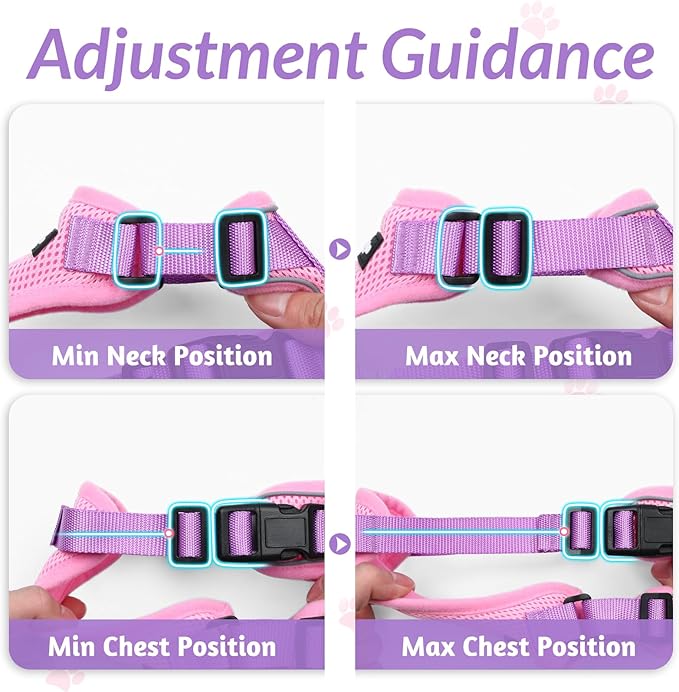 rabbitgoo Cat Harness and Leash for Walking, Escape Proof Soft Adjustable Vest Harnesses for Cats, Easy Control Breathable Reflective Strips Jacket, Pink & Purple, XS