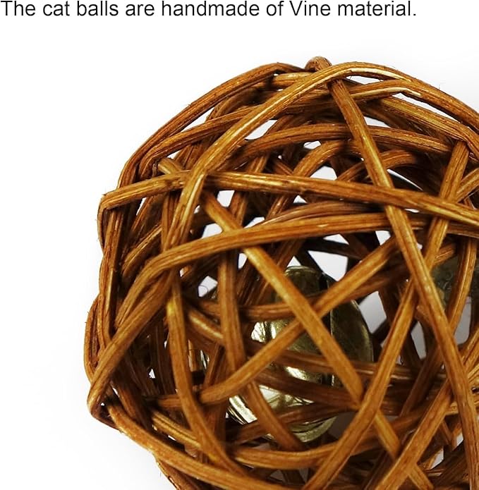 TTcat 2Pcs Feather Cat Ball Toy with Bell,Cat Toys for Indoor Cats,Interactive Chew Toys for Kitty Kitten.