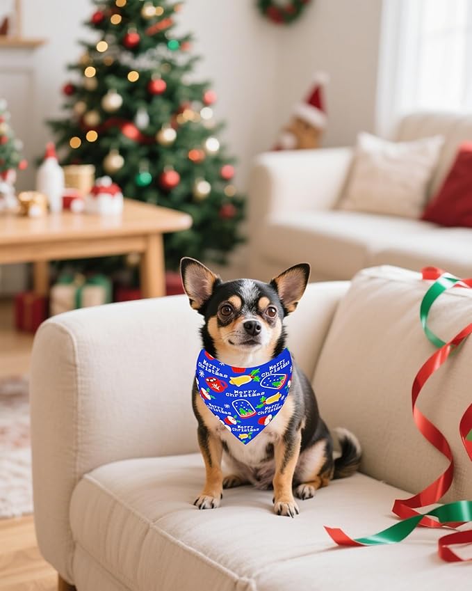 PET SHOW 100 Pack Christmas Dog Bandanas Bulk No Seam Extra Small Dog Scarves XS Xmas Puppy Triangle Bibs Kerchief Set Cats Pet Girl Boy Holiday Party Grooming Accessories, S