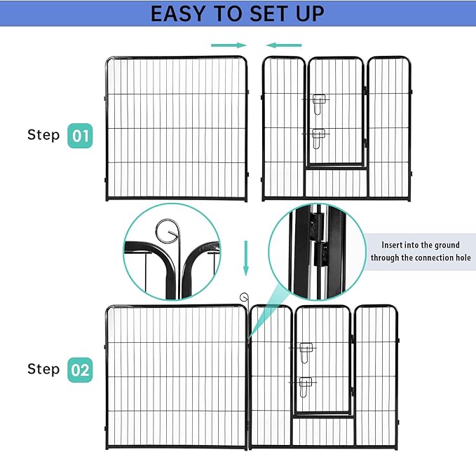 BestPet | Dog Playpen | 32 Inch, 32 Panels | Heavy Duty Metal Pet Exercise Pen | Indoor Outdoor Fence Panels | Rust-Resistant, Removable, Tool-Free Setup | Anti-Skid, Expandable Design