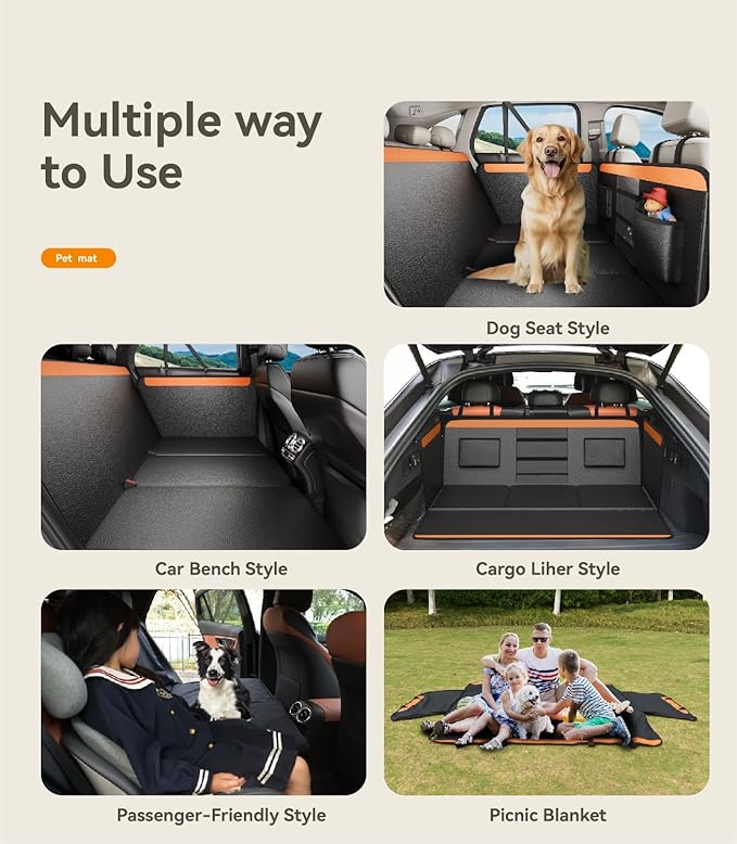 Back Seat Extender for Dogs,Upgraded PU Leather Dog Car Cover for Back Seat with Hard Bottom Holds 400lbs,Waterproof Seat Protector Dog Hammock for Car, Universal Fits SUV Small Truck