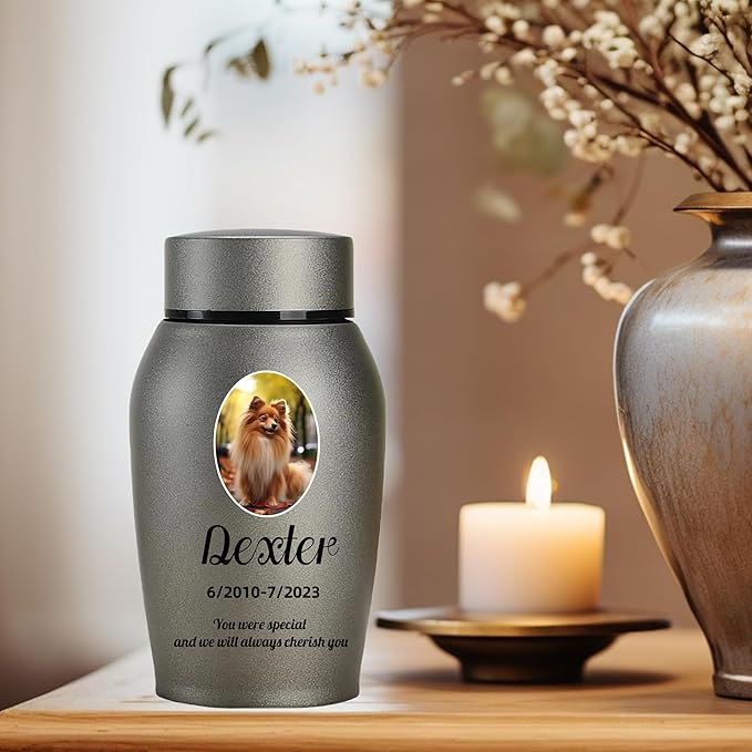 Custom Dog and Cat Urns for Ashes，Personalized Memorials Pet Urn for Ashes ，Custom Pet Name and Photo for Cremation Urns (Square)