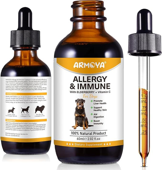 Allergy Relief Drops for Dogs - Allergy and Immune - Immune Support Supplement - Dog Supplement - Natural Pet Supplement for Dog Allergy Relief with Turmeric & Milk Thistle