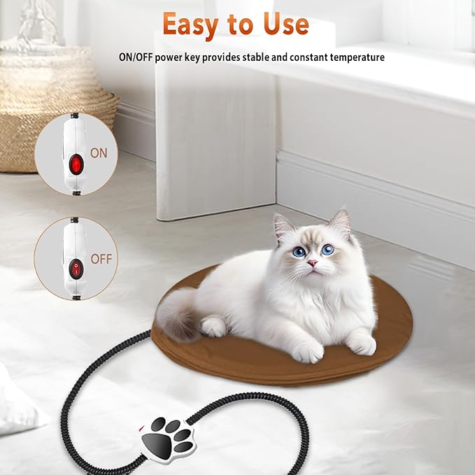 On/Off Switch Electric Pet Heating Pad with Chew Resistant Cord and 2PCS Machine Washable Cover,Indoor Heated Pet Bed Warmer,for Cat Beds and Dog Beds (One Size)