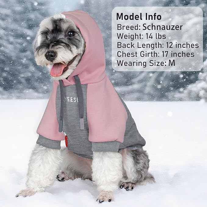 KYEESE Dog Hoodie Stretchy Dogs Clothes Medium Size Dog Comfort Pets Coat with Drawstring Soft Dogs Winter Coat Pet Clothes with Leash Hole Pet Sweatshirt for Cold Weather Warm Pets Sweater