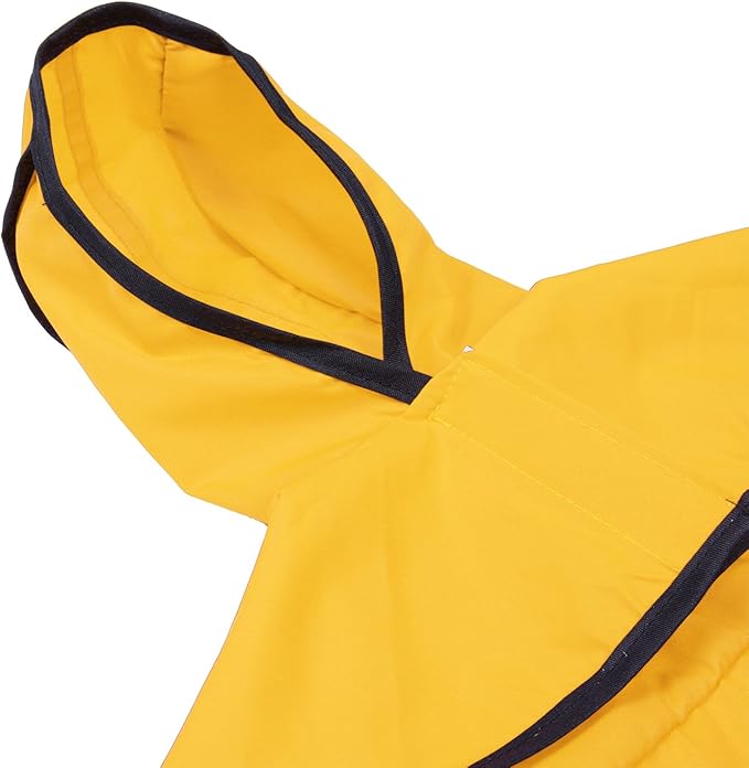 HDE Dog Raincoat Jacket Reflective Adjustable Hooded Pet Poncho Rain Coat with Leash Hole for Small to X-Large Dogs Yellow - XL
