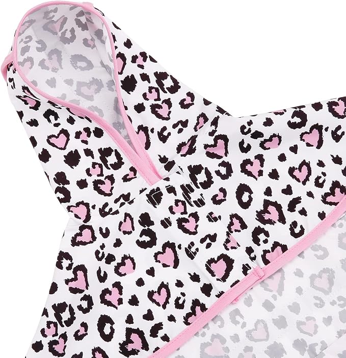 HDE Dog Raincoat Jacket Reflective Adjustable Hooded Pet Poncho Rain Coat with Leash Hole for Small to X-Large Dogs Leopard Hearts - L