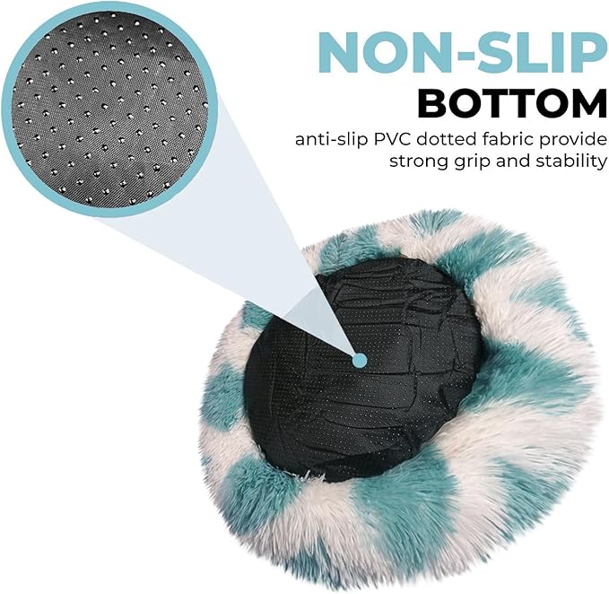 Whiskers & Friends Cat Bed, Cat Beds for Indoor Cats Washable, Orthopedic Soft Fluffy Round Calming Pet Bed for Small to Large Kitty Kittens & Dogs, Small Dog Beds & Furniture