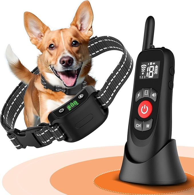 Wireless Dog Fence, Portable Electric Fence for Dogs with Remote Training Collar, Magnetic Charging Base, Outdoor Pet Containmen System for Yards, Adjustable for Medium Large Dogs