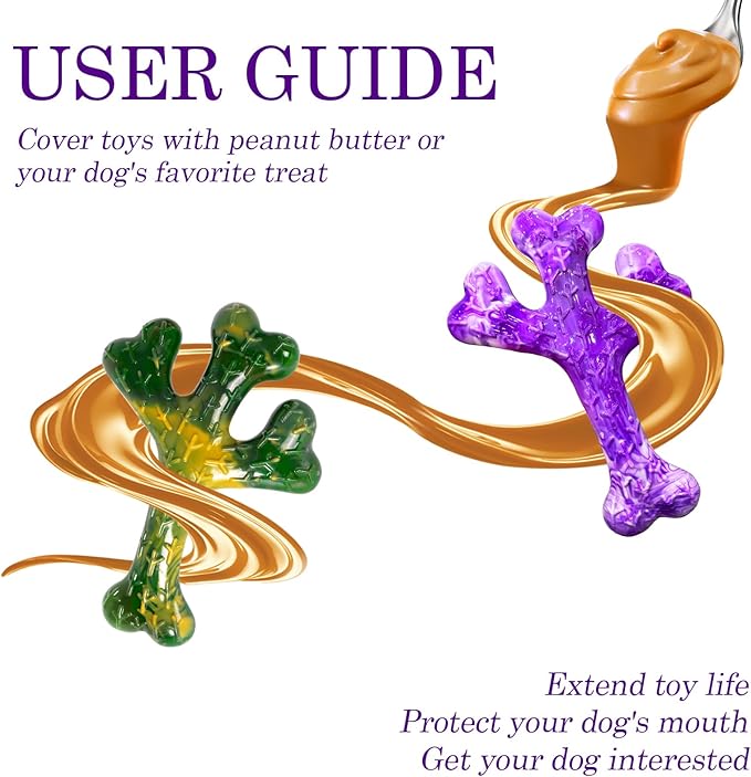 Dog Toys for Aggressive Chewers - 2 Pack Beef Bacon Flavor Tough Dogs Chew Toys, Indestructible Toy for Medium Large Dogs Gift