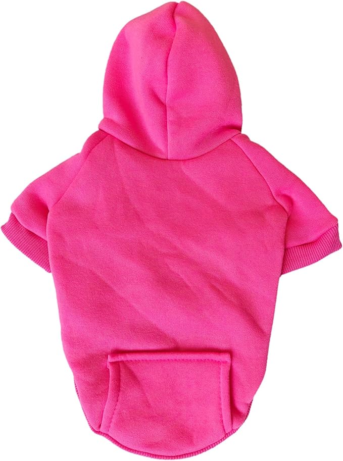 Jecikelon Winter Dog Hoodie Sweatshirts with Pockets Warm Dog Clothes for Small Dogs Chihuahua Coat Clothing Puppy Cat Custume (Rose red, X-Small)
