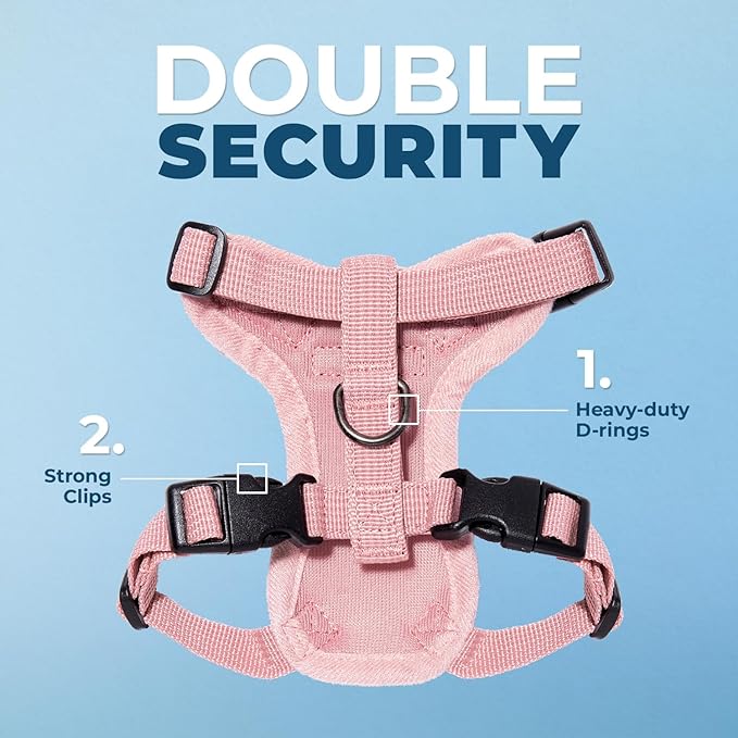 Voyager Step-in Lock Adjustable Cat Harness w. Cat Leash Combo Set with Neoprene Handle 5ft - Supports Small, Medium and Large Breed Cats by Best Pet Supplies - Pink, XS