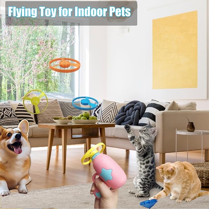 Cat Fetch Toys, Interactive Flying Cat Toys with 50 Flying Propellers, Dog Cat Pet Tracks Chasing Toy for Indoor,Outdoor Cats (only Flying Propellers)