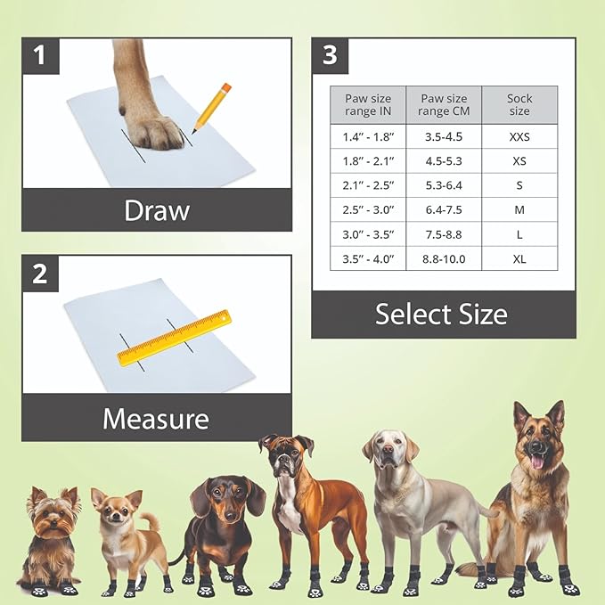 Non-Slip Dog Socks for Hardwood Floors - 6-Pack | Anti-Slip Toes to Prevent Licking Paws, Add Grip, and Provide Paw Protection | for All Ages and Senior Dogs - XXS