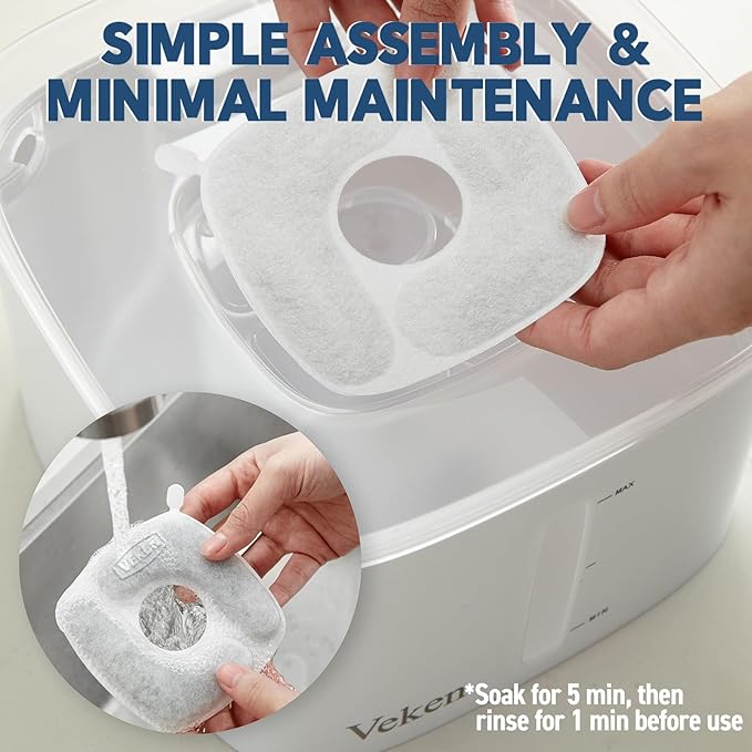 Veken Cat Water Fountain Filters, 12 Pack Replacement Filters & 12 Pack Replacement Pre-Filter Sponges Set for 50oz, 84oz, 95oz Automatic Pet Fountain Dog Water Dispenser