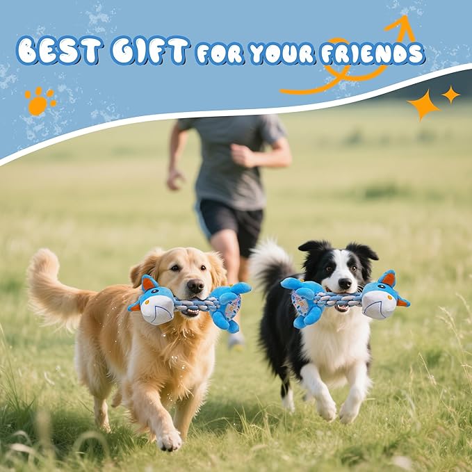 Knots Twists Dog Toy, Squeaky Rope Chew Toy for Small & Medium Dogs, Indestructible Tug of War Toy for Aggressive Chewers & Puppies, Dental Chew Toys to Clean Teeth & Relieve Boredom (Pony)